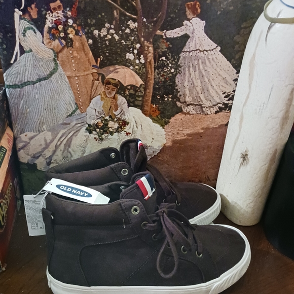 👟 👟 Navy Faux Suede Hightop Sneakers 👟 👞NWT!Dark Brown,Nice🎁Gift. 👟 👞 - Picture 4 of 12
